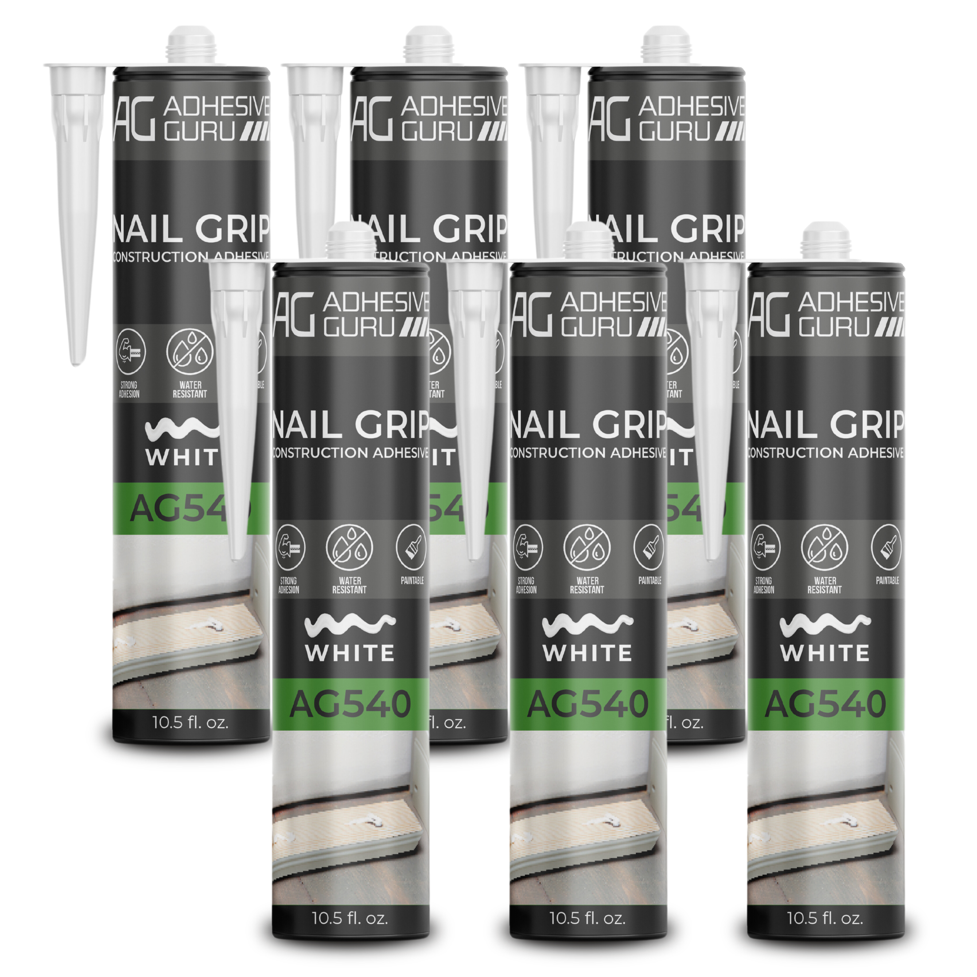 Nail Grip Construction Adhesive - 10.5 fl oz - White - ADHESIVE GURU - AG540