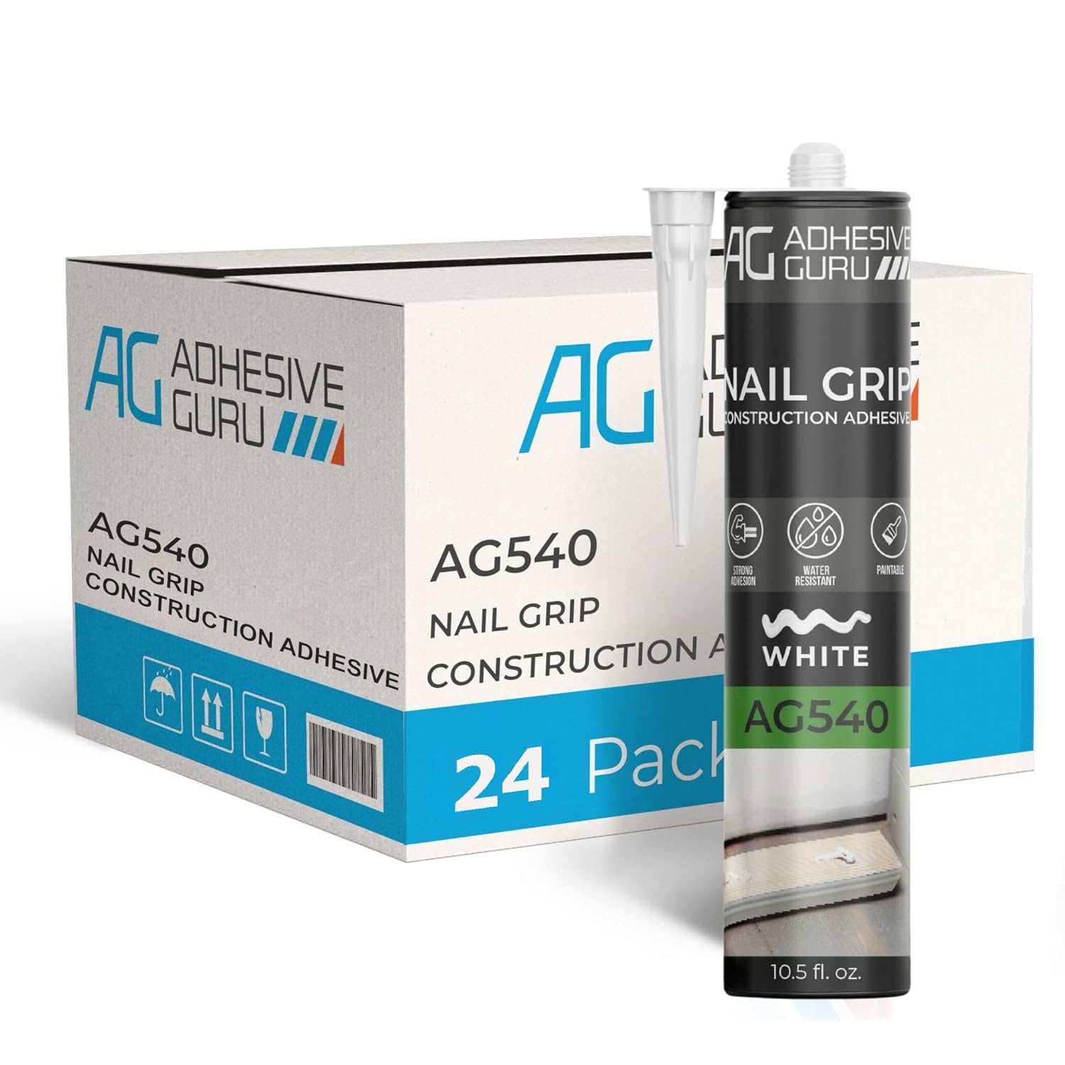 Nail Grip Construction Adhesive - 10.5 fl oz - White - ADHESIVE GURU - AG540