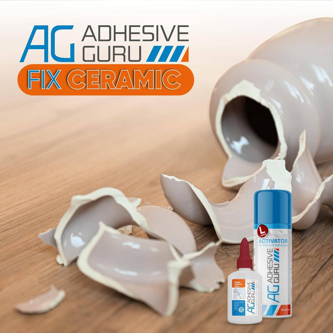 ADHESIVE GURU AG840 Stonebond CA Glue with Activator 3.5 oz & 13.5 fl oz