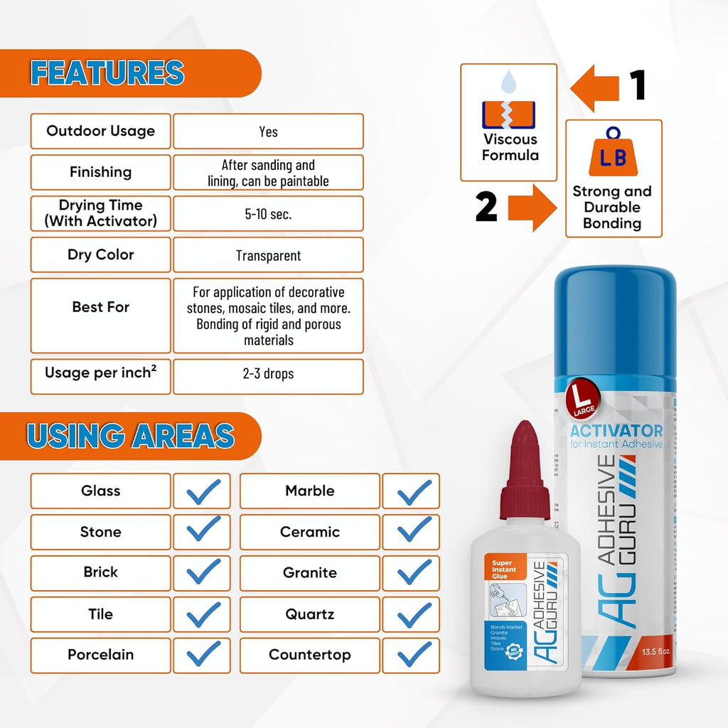 AG  Stonebond CA Glue with Activator - 3.5 oz & 13.5 fl oz - AG840