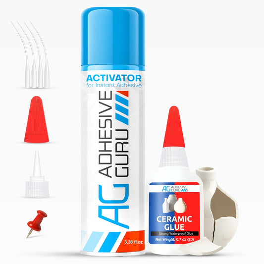 AG Ceramic Glue 0.7 oz. & Activator 3.38 fl oz Set