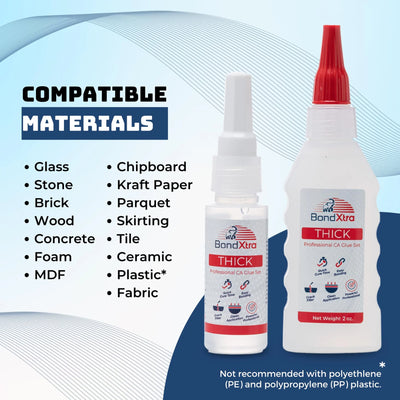 BONDXTRA CA Glue Set |Thin - Medium - Thick | 2-4-8-16 oz