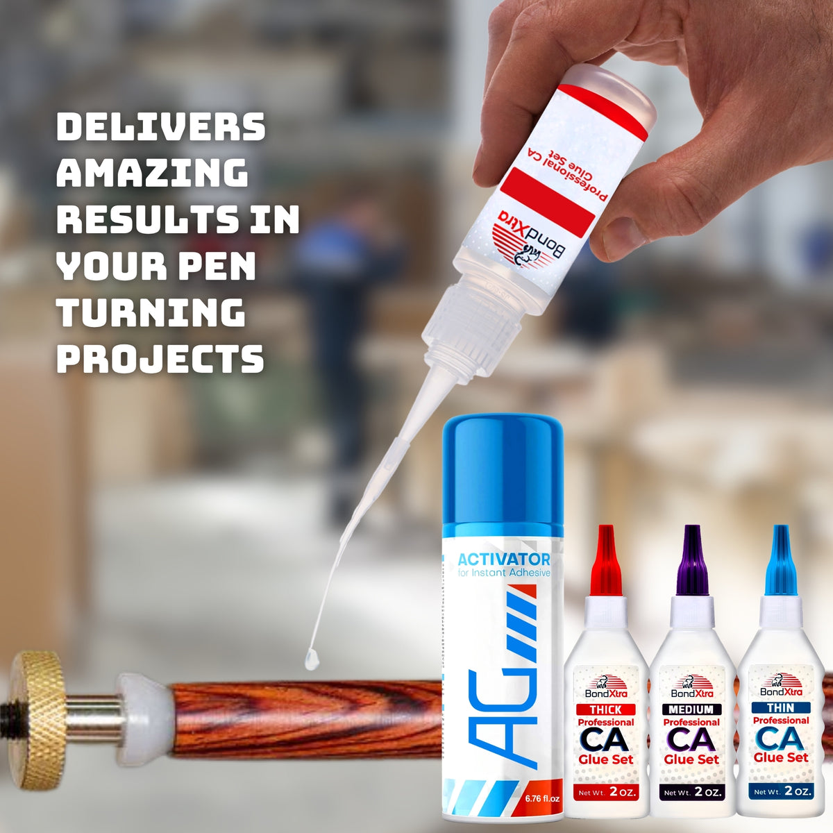 BXMix CA Glue Kit (3x2 oz.) Thick + Thin + Medium Viscosity & Activator Spray for DIY Repair, Craft, 3D Printing