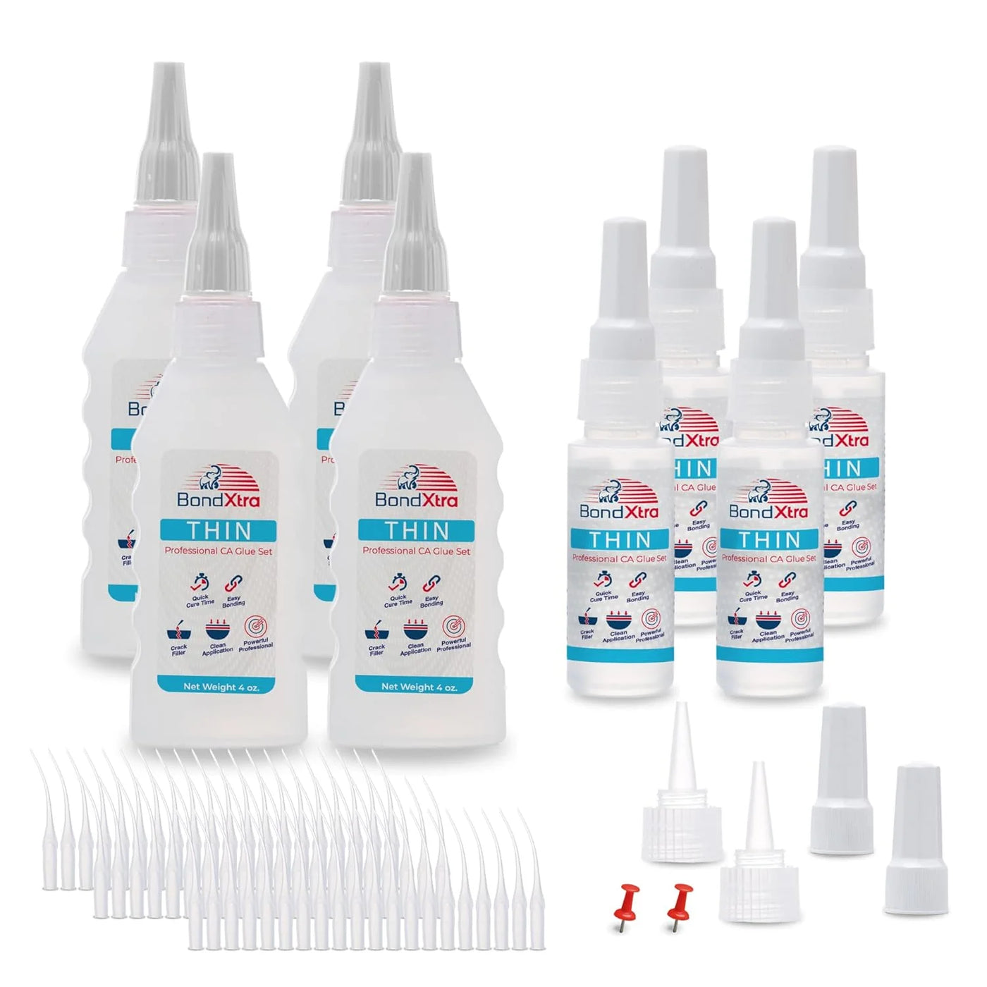 BONDXTRA CA Glue Set |Thin - Medium - Thick | 2-4-8-16 oz
