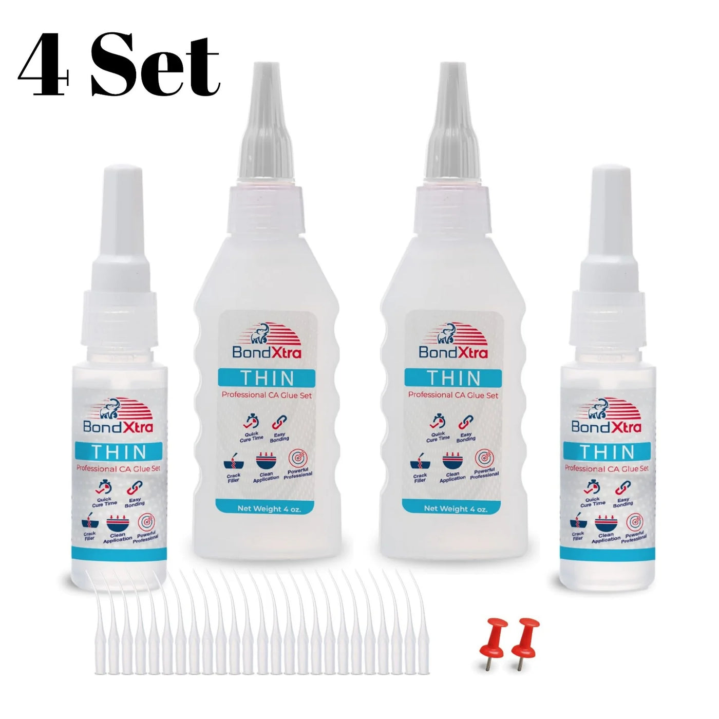 BONDXTRA CA Glue Set |Thin - Medium - Thick | 2-4-8-16 oz