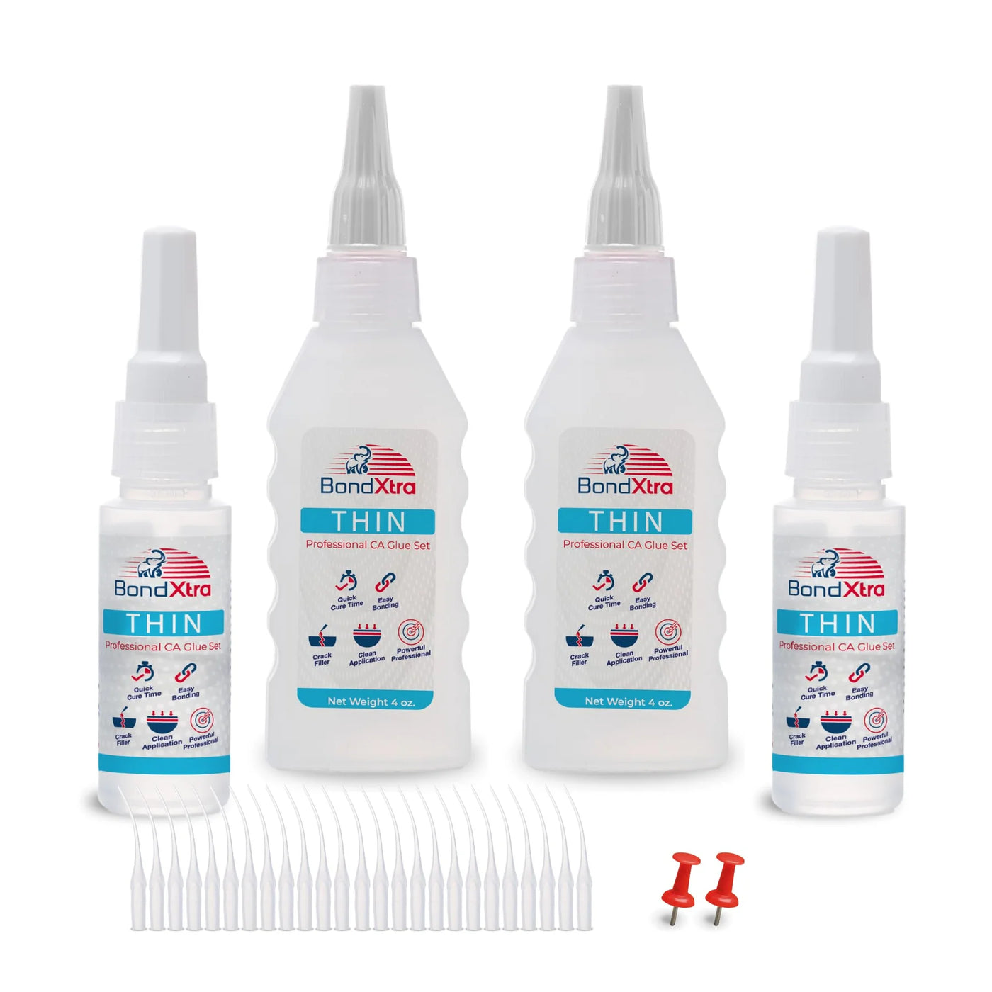 BONDXTRA CA Glue Set |Thin - Medium - Thick | 2-4-8-16 oz