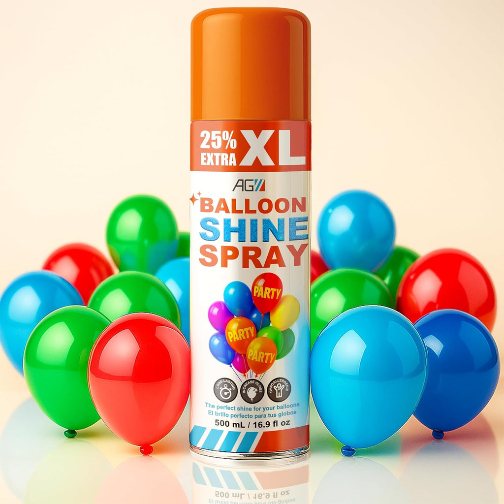 Balloon Shine Spray (16.9 fl oz), High Gloss Finish for Latex Balloons, Instant & Long-Lasting Shine for Party, Weddings & Events, Indoor & Outdoor Use, para Globos, Odorless, No Towels/Gloves Needed