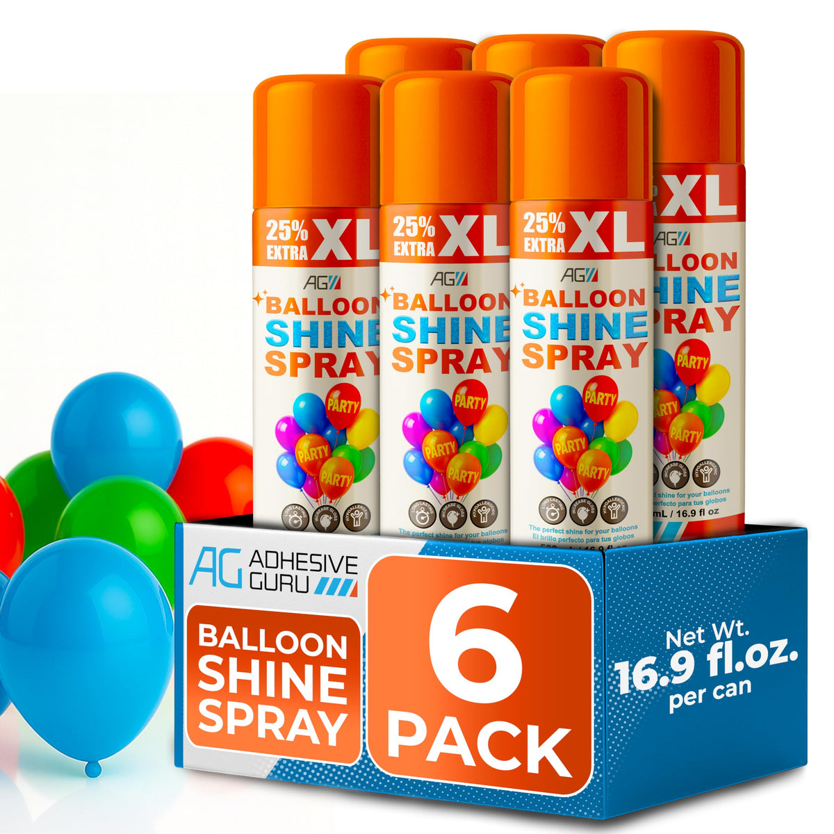 Balloon Shine Spray (16.9 fl oz), High Gloss Finish for Latex Balloons, Instant & Long-Lasting Shine for Party, Weddings & Events, Indoor & Outdoor Use, para Globos, Odorless, No Towels/Gloves Needed