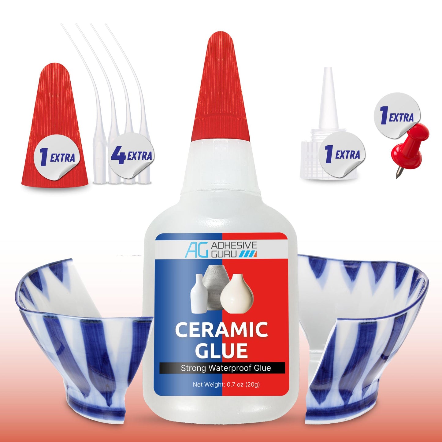 Adhesive Guru Multi-Material Super Glue – For Ceramic, Leather, Plastic, Rubber & Shoe Repairs | Waterproof, Extra Strong, Fast-Curing, Odorless and Activator Compatible