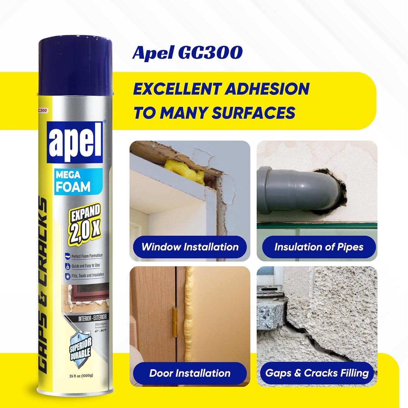 APEL GC300 Mega Expansion Polyurethane Spray Foam 35 fl oz