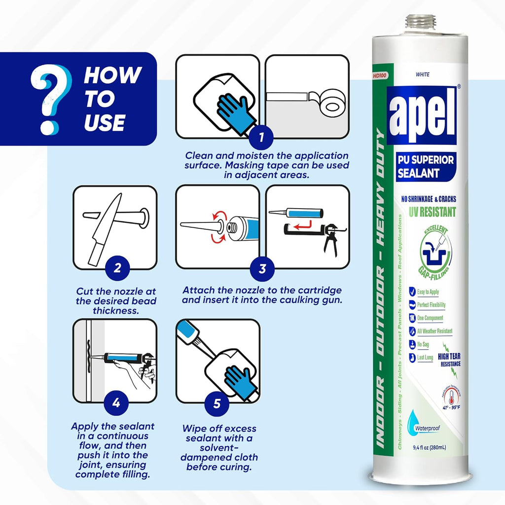 Polyurethane Superior Sealant 9.4 fl oz White APEL HD100