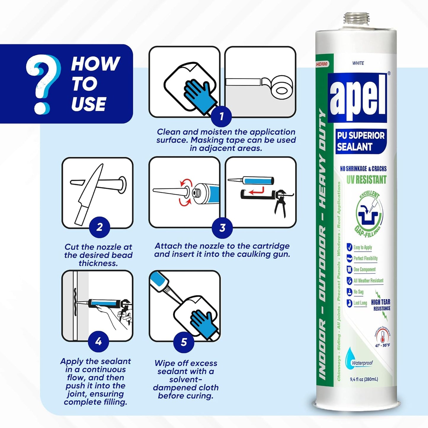 Polyurethane Superior Sealant 9.4 fl oz White APEL HD100