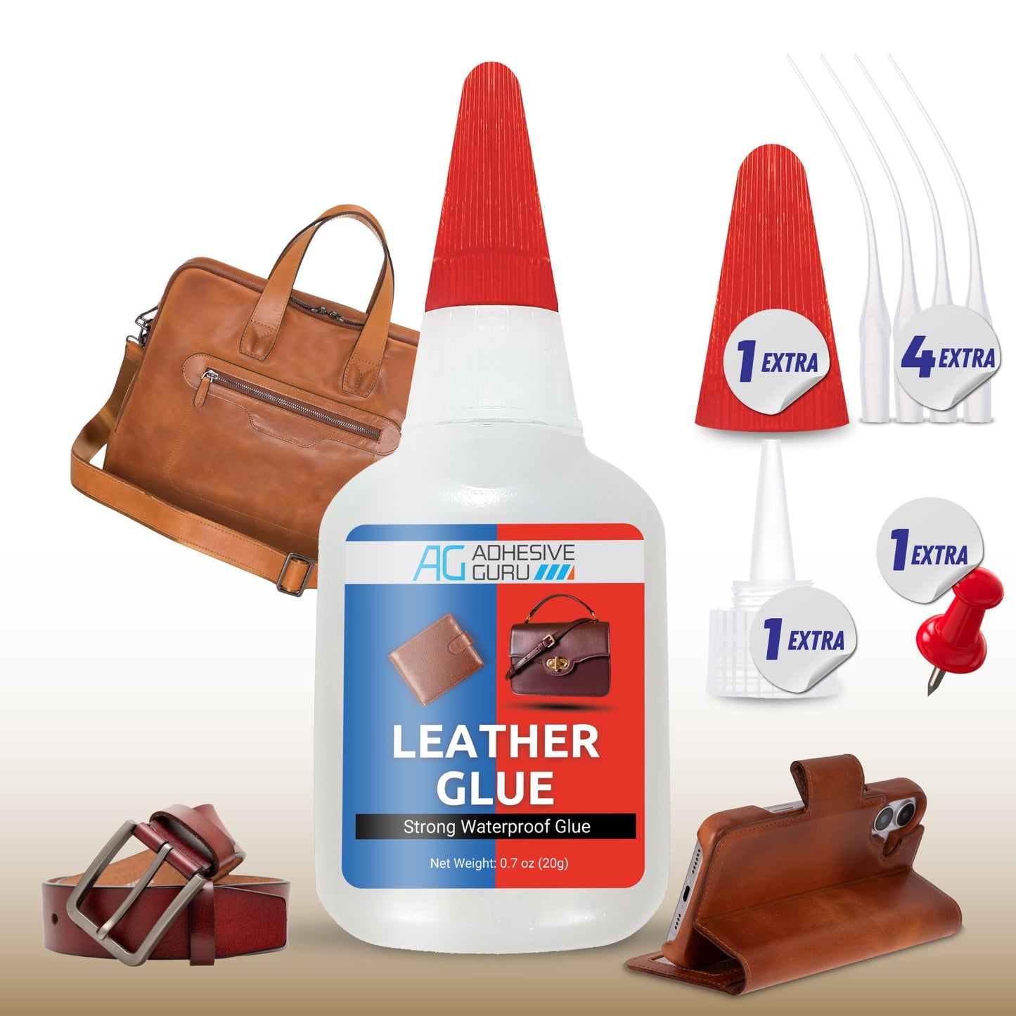 Adhesive Guru Multi-Material Super Glue – For Ceramic, Leather, Plastic, Rubber & Shoe Repairs | Waterproof, Extra Strong, Fast-Curing, Odorless and Activator Compatible
