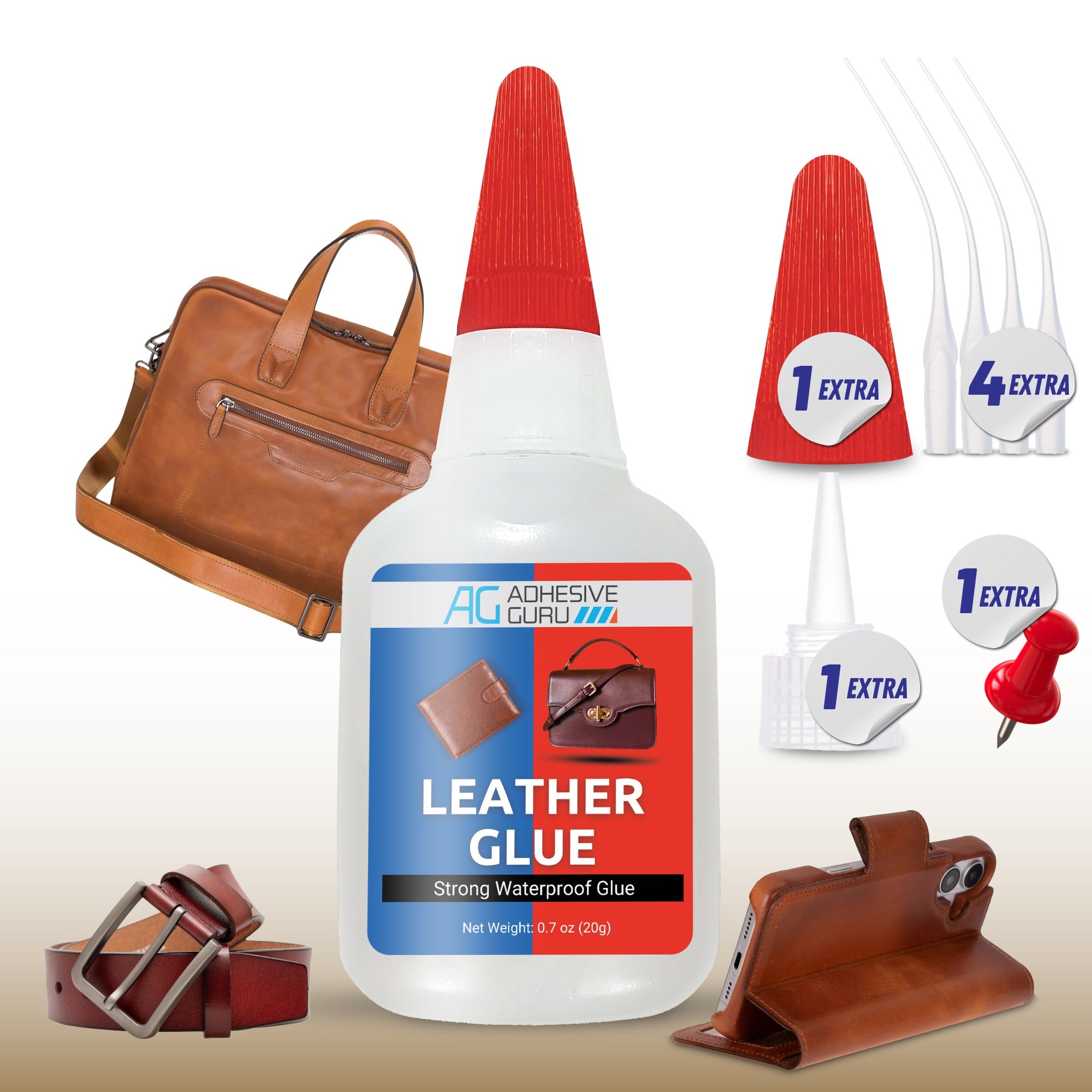 Adhesive Guru Multi-Material Super Glue – For Ceramic, Leather, Plastic, Rubber & Shoe Repairs | Waterproof, Extra Strong, Fast-Curing, Odorless and Activator Compatible