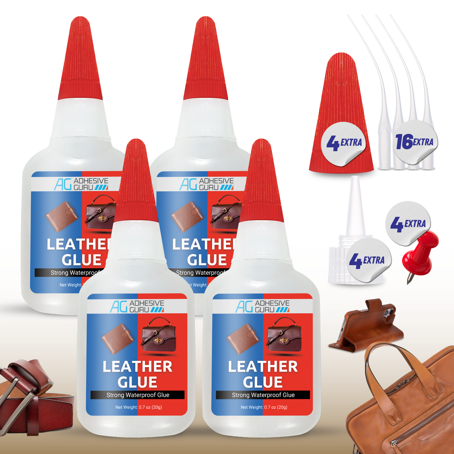 Adhesive Guru Multi-Material Super Glue – For Ceramic, Leather, Plastic, Rubber & Shoe Repairs | Waterproof, Extra Strong, Fast-Curing, Odorless and Activator Compatible