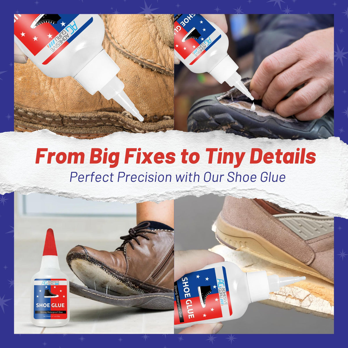 AG Shoe Repair Kit - Shoe Glue 0.7 oz. & Activator 3.38 fl oz Set