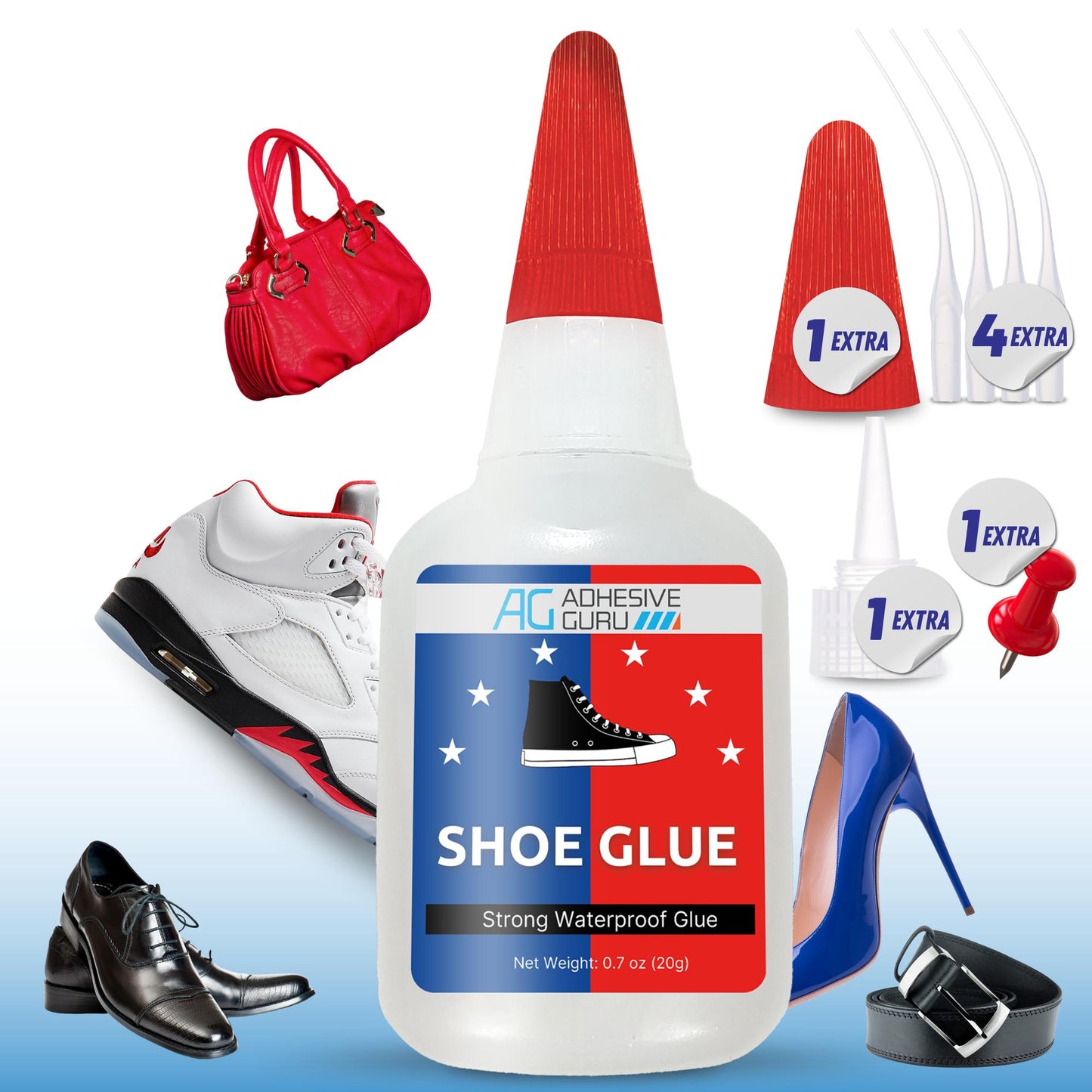 Adhesive Guru Multi-Material Super Glue – For Ceramic, Leather, Plastic, Rubber & Shoe Repairs | Waterproof, Extra Strong, Fast-Curing, Odorless and Activator Compatible
