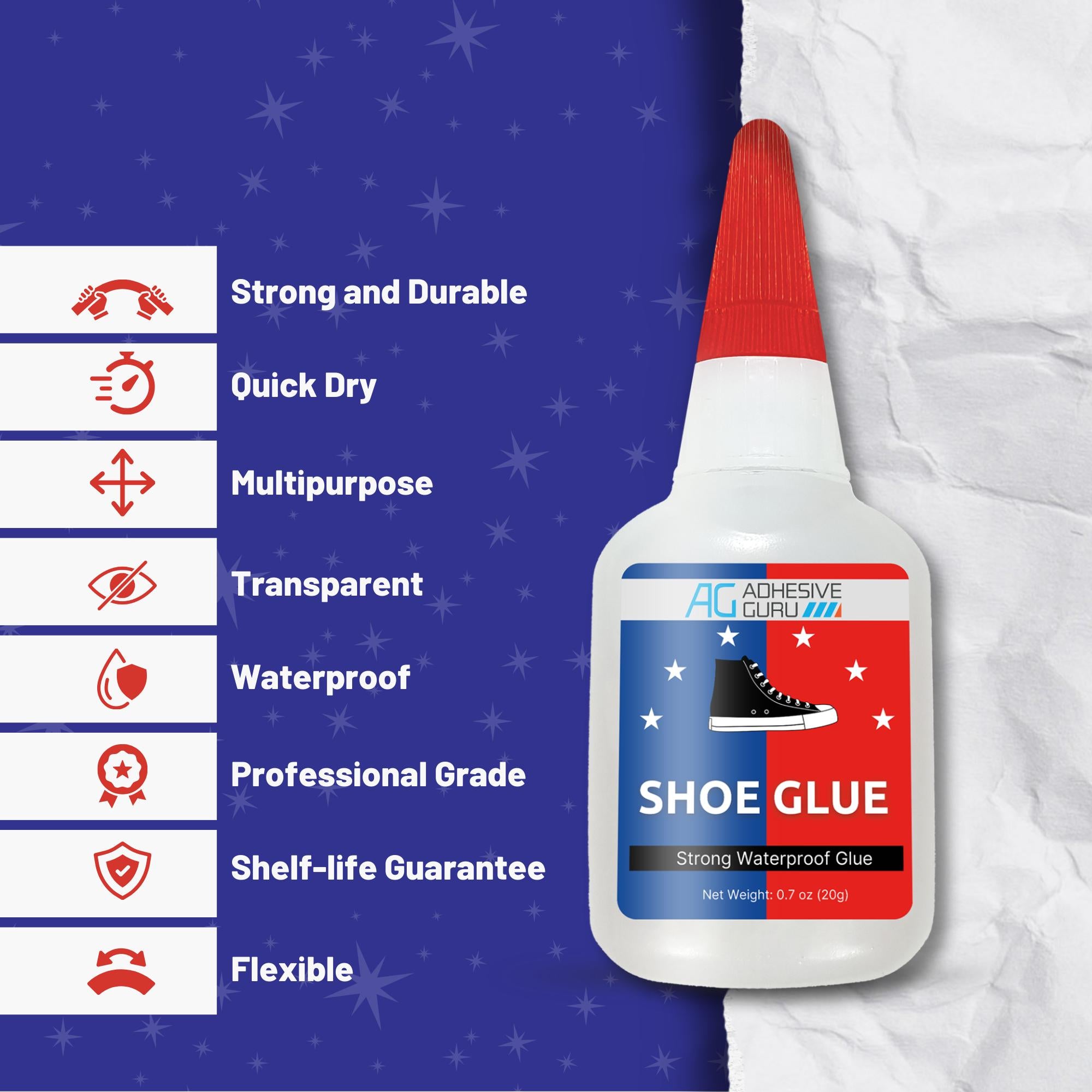 AG Shoe Repair Kit - Shoe Glue 0.7 oz. & Activator 3.38 fl oz Set