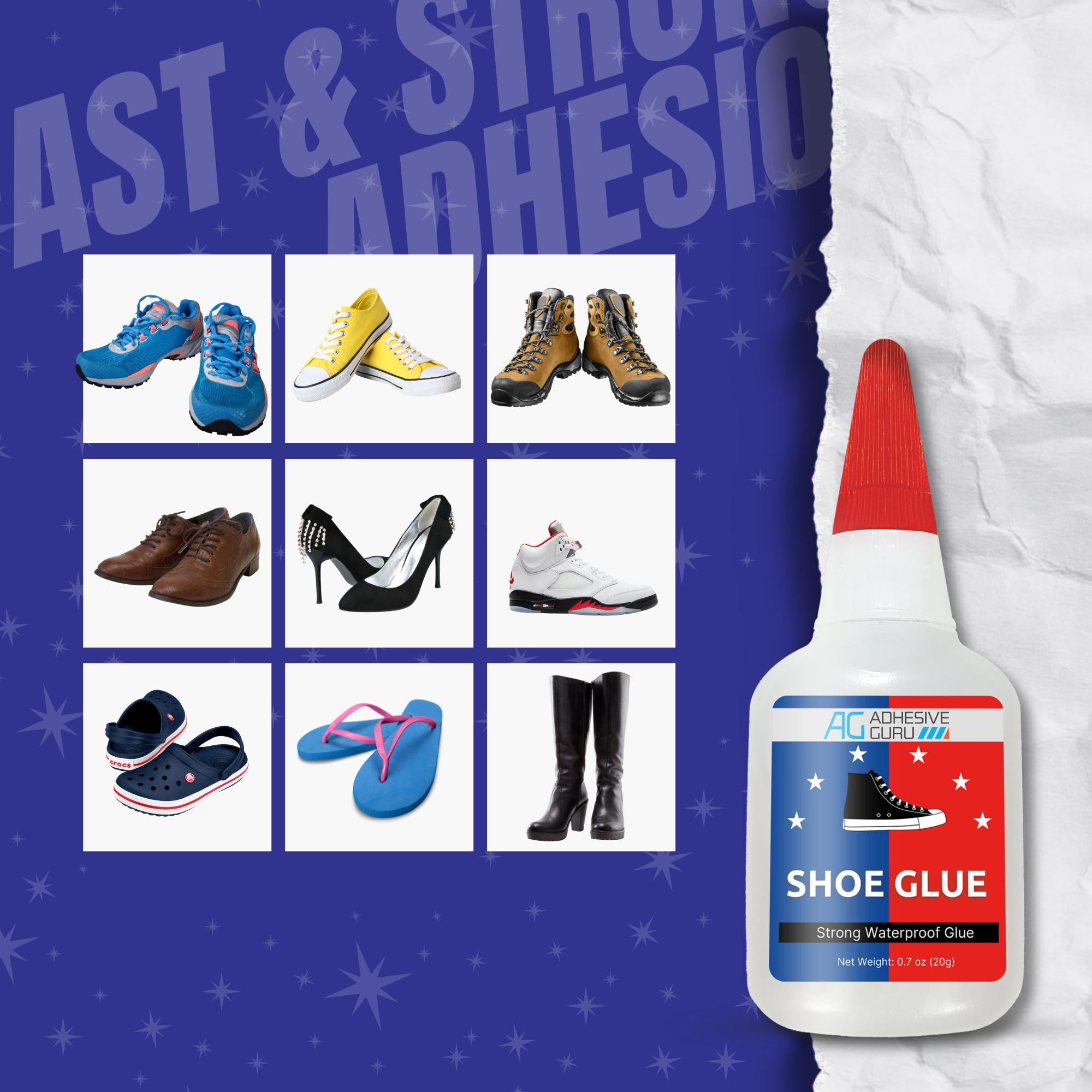 AG Shoe Repair Kit - Shoe Glue 0.7 oz. & Activator 3.38 fl oz Set