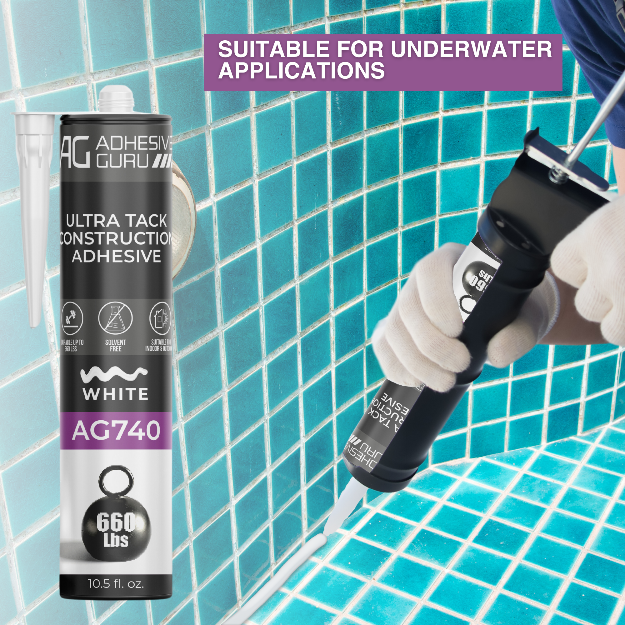 AG - Ultra Tack Construction Adhesive - 10.5 fl oz - White - AG740