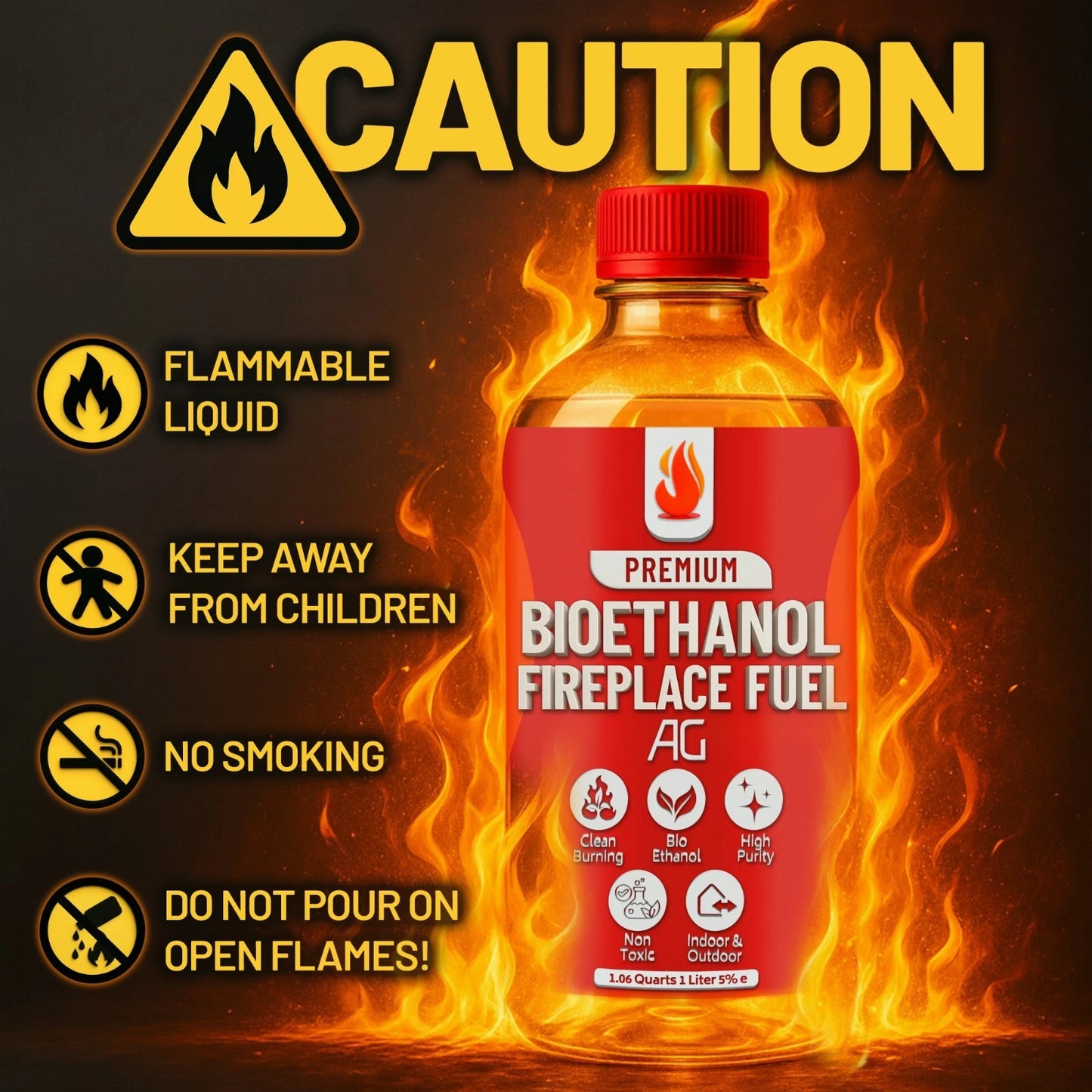 Bio Ethanol Fireplace Fuel For Tabletop Fires, Stoves,Versatile Clean Burn