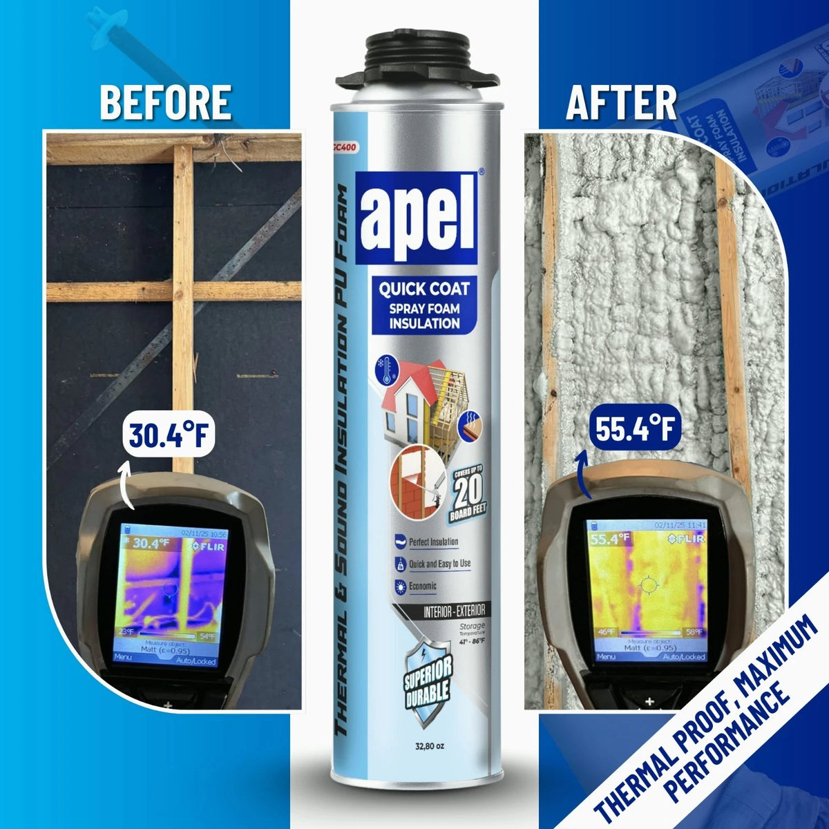 apel Spray Foam Insulation Kit – Self-Expanding Polyurethane – Heat & Sound