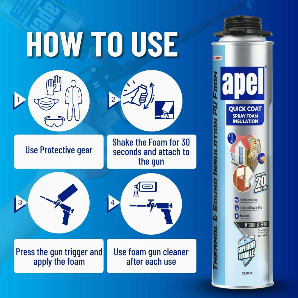 apel Spray Foam Insulation Kit – Self-Expanding Polyurethane – Heat & Sound