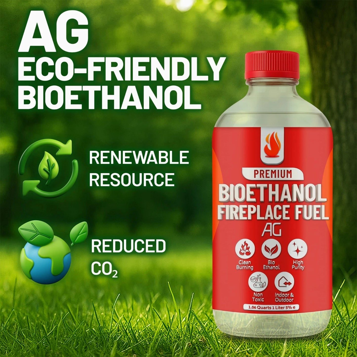 Bio Ethanol Fireplace Fuel For Tabletop Fires, Stoves,Versatile Clean Burn