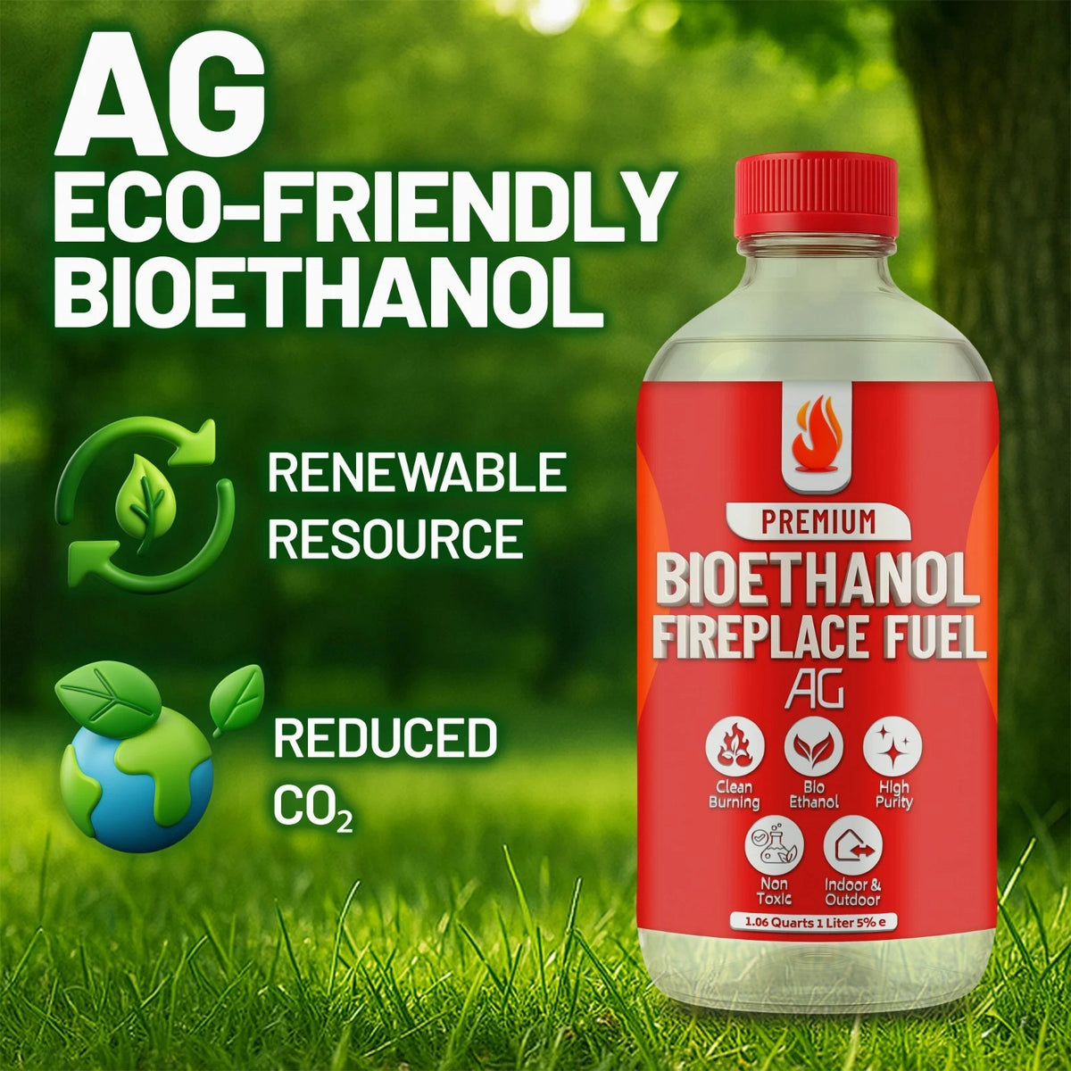 Bio Ethanol Fireplace Fuel For Tabletop Fires, Stoves,Versatile Clean Burn
