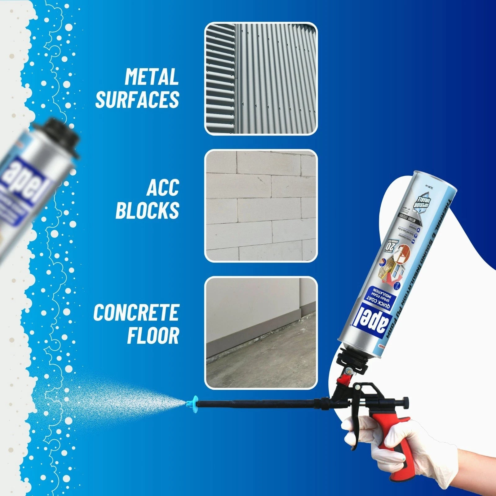 apel Spray Foam Insulation Kit – Self-Expanding Polyurethane – Heat & Sound