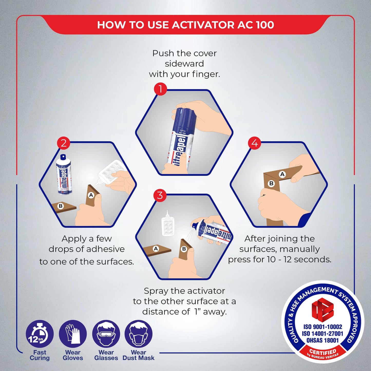 MITREAPEL AC100A Activator Spray 3.3 fl oz Accelerator for CA Super Glues